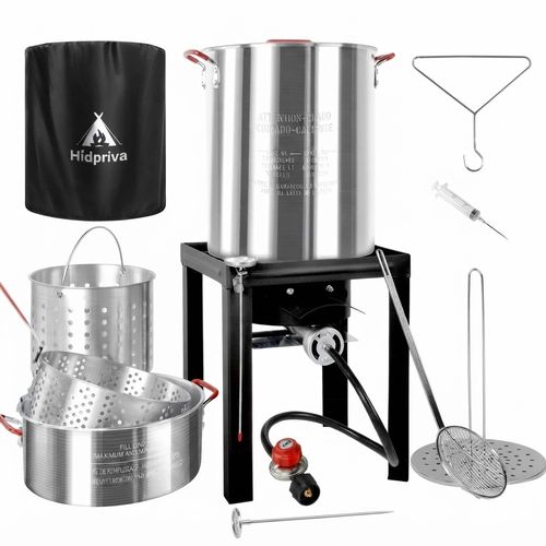 30QT Turkey Fryer & 10QT Fish Fryer Kit, 55, 000 BTU Propane Cooker