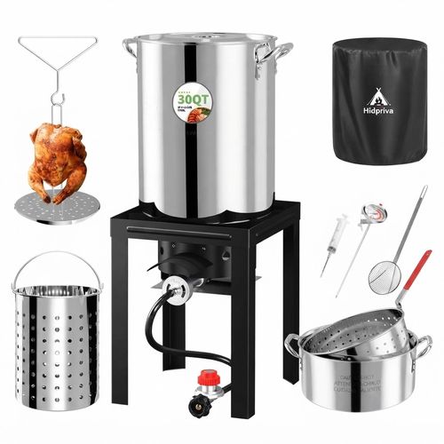 30QT Turkey & 10QT Fish Fryer, Stainless Steel Pot